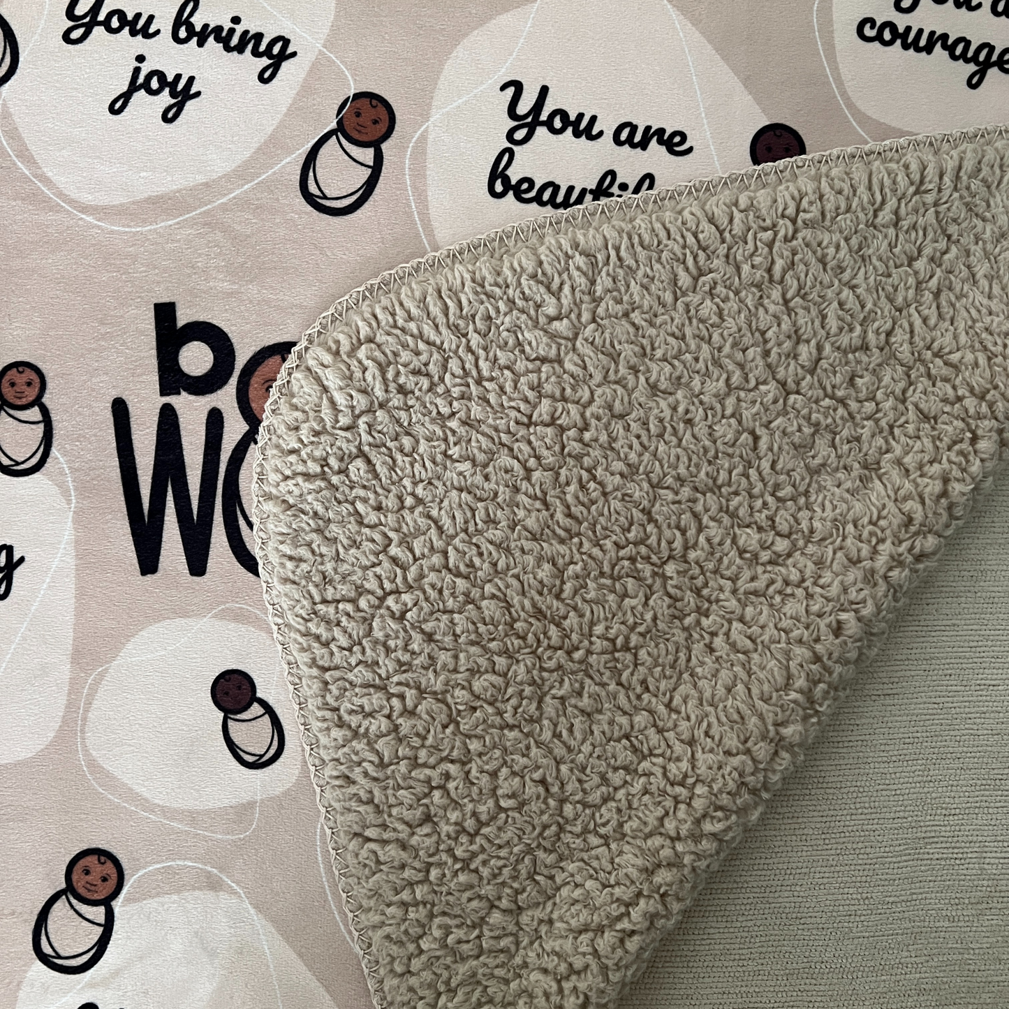 Affirmation Blanket with Sherpa Baby Blanket | Tan