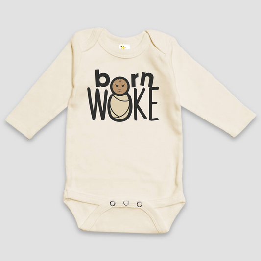 Born WOKE Signature Premium Cotton Long Sleeve Baby Bodysuit (Two Color Options)