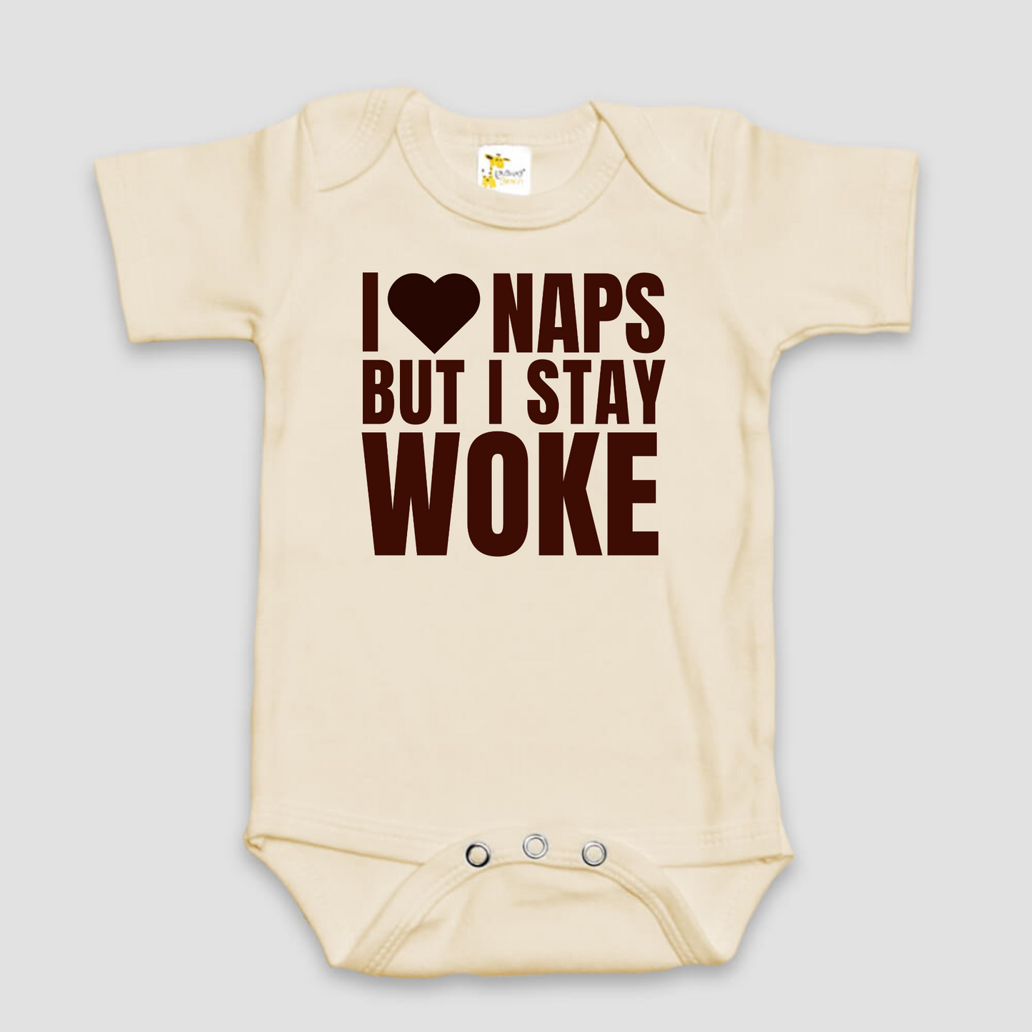 "I Love Naps But I Stay Woke" Graphic Baby Bodysuit | Two Color Options