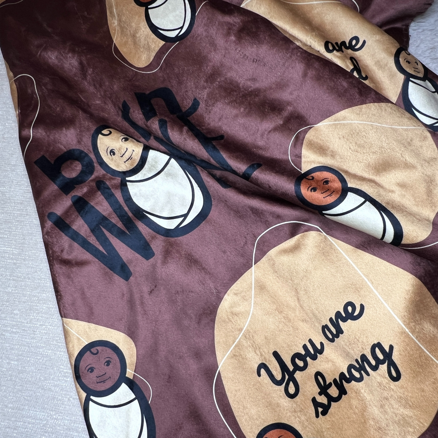 Born WOKE Affirmation Sherpa Blanket  37" x 57" (Chocolate)