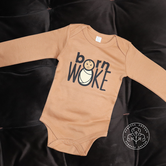Born WOKE Organic Baby Long Sleeve Bodysuit - Sweet Potato