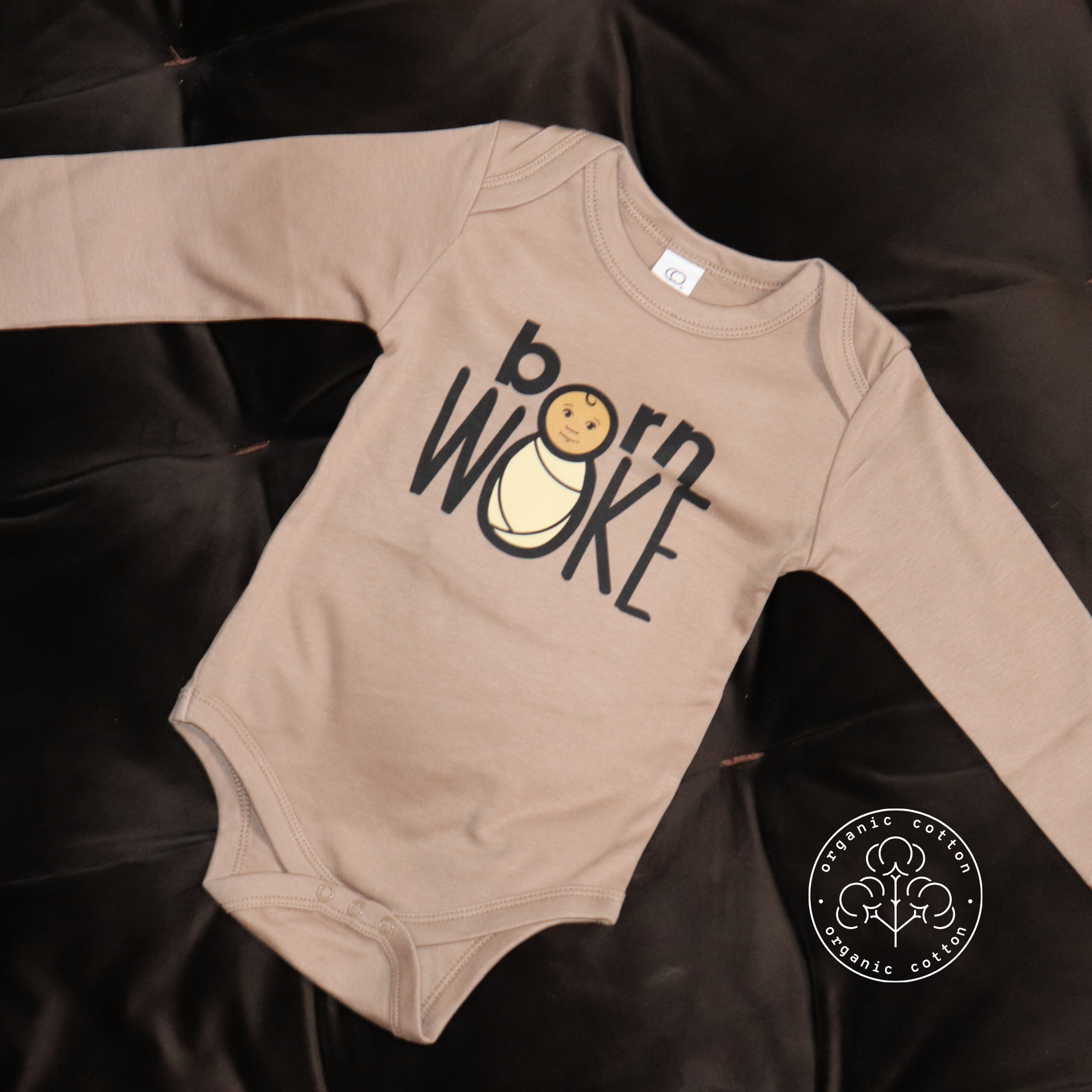 Born WOKE Organic Baby Long Sleeve Bodysuit | Brown Sugar