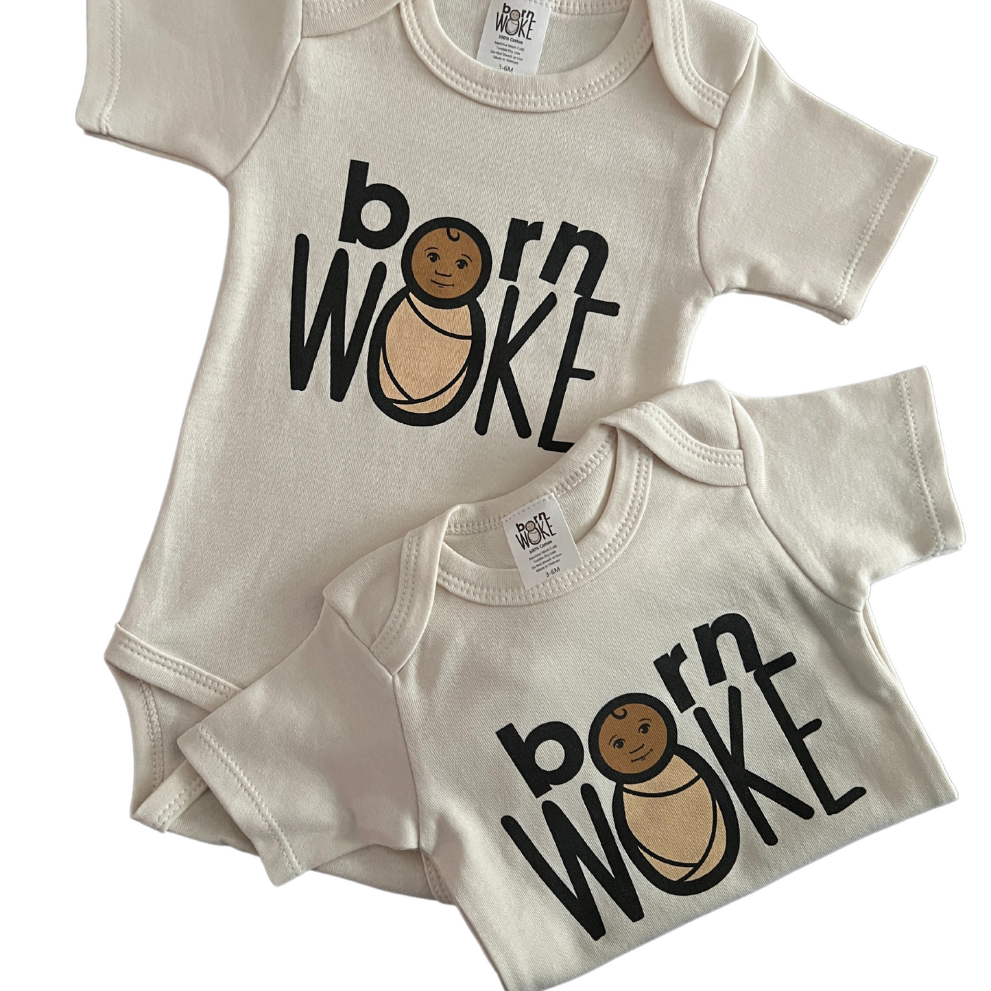 Born WOKE Short Sleeve Baby Bodysuit - Buttermilk