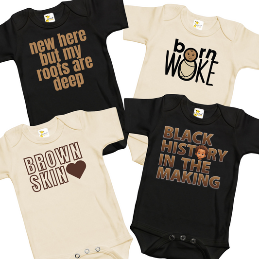 Black History Month 4-Pack Short Sleeve Baby Bodysuit Bundle #1