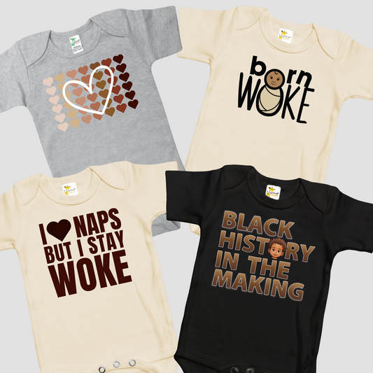 Black History Month 4-Pack Short Sleeve Baby Bodysuit Bundle #3