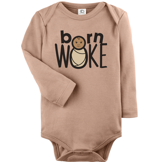Born WOKE Organic Baby Long Sleeve Bodysuit | Brown Sugar