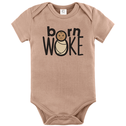 Born WOKE Organic Baby Short Sleeve Bodysuit | Brown Sugar