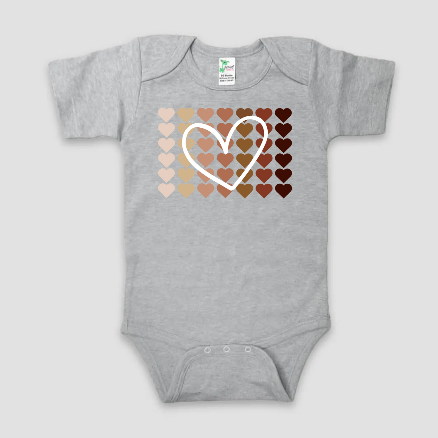 Melanin Hearts Graphic Baby Bodysuit | Grey