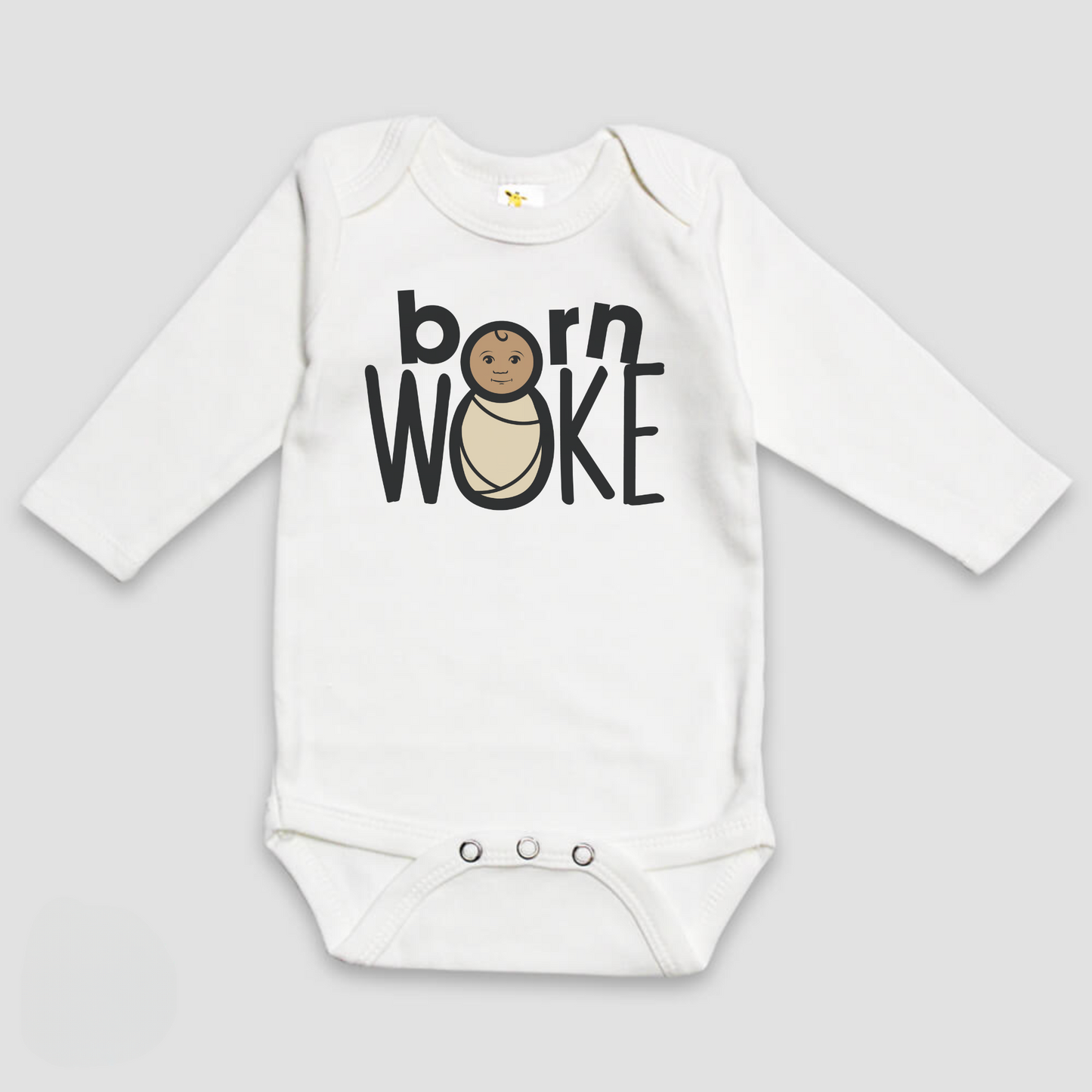 Born WOKE Signature Premium Cotton Long Sleeve Baby Bodysuit (Two Colors)