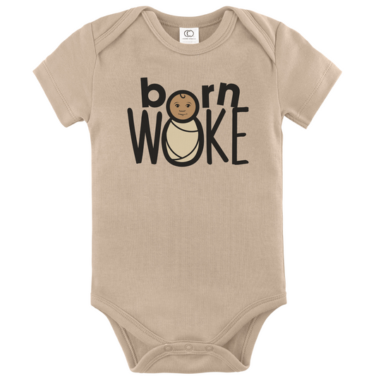 Born WOKE Organic Baby Short Sleeve Bodysuit - Pralines
