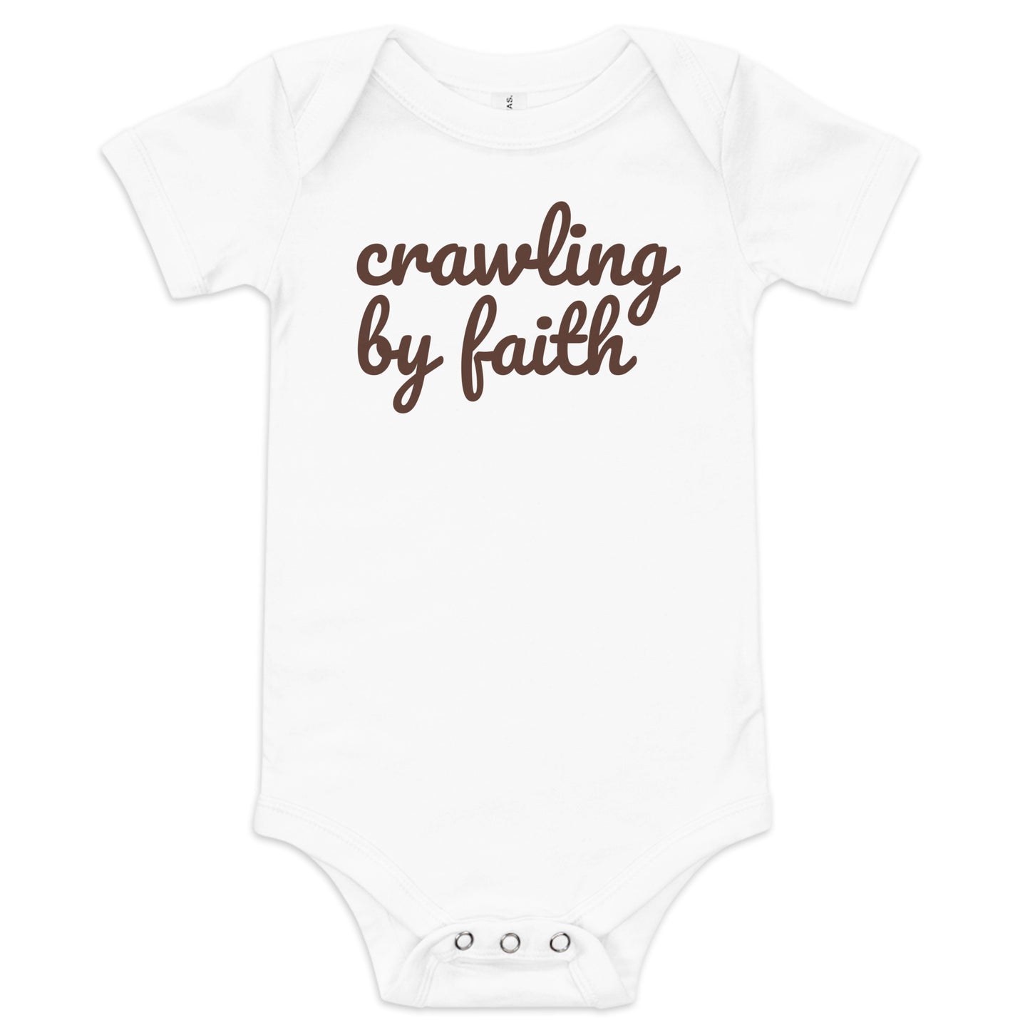 "Crawling by Faith" Graphic Baby Bodysuit - Rice/White