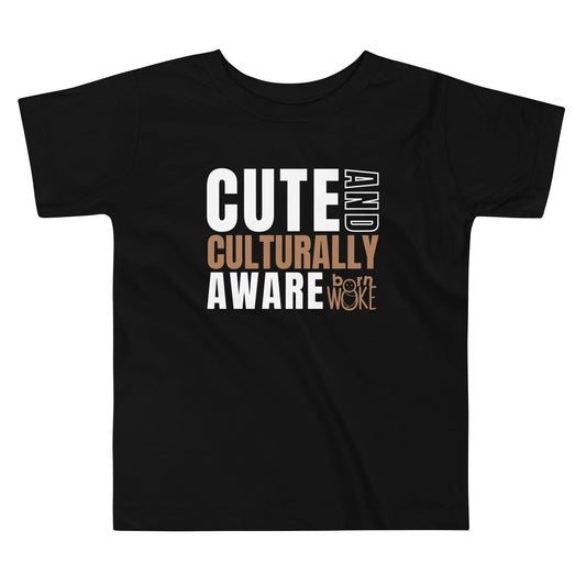 "Cute and Culturally Aware" Toddler Graphic Tee | Ebony/Black